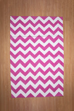 Load image into Gallery viewer, Pink Chevron Handwoven Cotton Dhurrie