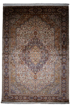 Load image into Gallery viewer, Ivory Medallion Kashmiri Silk Rug