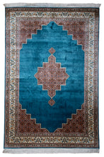 Load image into Gallery viewer, Geometric Medallion Blue Kashmiri Silk