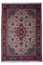 Load image into Gallery viewer, Ivory Floral Persian Qum Rug