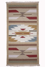 Load image into Gallery viewer, Earth-Toned Geometric Wool Dhurrie Rug