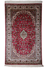Load image into Gallery viewer, Kashmir Silk Rug – Ruby Floral Medallion