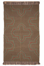 Load image into Gallery viewer, Geometric Cross Pattern Jute Dhurrie
