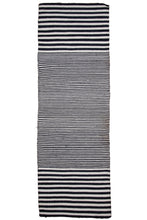 Load image into Gallery viewer, Navy and Ivory Striped Wool Dhurrie