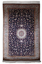 Load image into Gallery viewer, Kashmir Silk Rug – Midnight Medallion Bloom