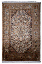 Load image into Gallery viewer, Antique Beige Kashmiri Silk Carpet
