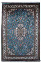 Load image into Gallery viewer, Azure Blossom Kashmiri Silk Carpet