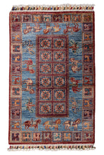 Load image into Gallery viewer, Tribal Horsemen Blue Afghan Ziegler Rug