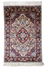 Load image into Gallery viewer, Ivory Crimson Medallion Silk Rug