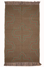 Load image into Gallery viewer, Moss Brown Handwoven Jute Dhurrie