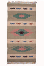 Load image into Gallery viewer, Pastel Tribal Motif Wool Dhurrie