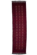 Load image into Gallery viewer, Deep Red Afghan Tribal Runner Rug