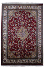 Load image into Gallery viewer, Lustrous Ruby Medallion Kashmiri Silk Rug