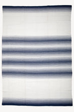 Load image into Gallery viewer, Ivory and Indigo Striped Wool Dhurrie