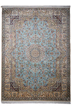 Load image into Gallery viewer, Sky Blue Kashmiri Pure Silk Rug