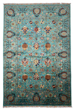 Load image into Gallery viewer, Aqua Floral Medallion Afghan Ziegler Rug