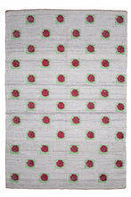 Load image into Gallery viewer, Floral Block Print Wool Dhurrie Rug