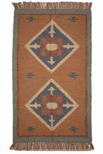Load image into Gallery viewer, Terracotta Tribal Diamond Jute Dhurrie