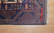 Load image into Gallery viewer, Baluchi Wool Rug – Midnight Geometric Bloom