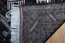 Load image into Gallery viewer, Midnight Geometry Handwoven Afghan Rug
