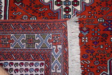 Load image into Gallery viewer, Geometric Flame Red Baluch Rug