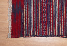 Load image into Gallery viewer, Crimson Rhythm Striped Maliki Kilim