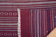 Load image into Gallery viewer, Crimson Rhythm Striped Maliki Kilim