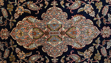 Load image into Gallery viewer, Kashmir Mulberry Silk Rug – Midnight Bloom