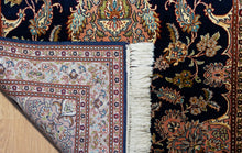 Load image into Gallery viewer, Kashmir Mulberry Silk Rug – Midnight Bloom