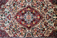 Load image into Gallery viewer, Ivory Crimson Medallion Silk Rug