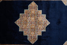 Load image into Gallery viewer, Midnight Medallion Qum Silk Rug