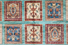 Load image into Gallery viewer, Aqua Garden Panel Afghan Zeigler Rug