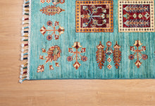 Load image into Gallery viewer, Aqua Garden Panel Afghan Zeigler Rug
