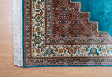 Load image into Gallery viewer, Geometric Medallion Blue Kashmiri Silk