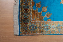 Load image into Gallery viewer, Kashmir Ardebil Blue Silk Rug