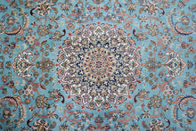 Load image into Gallery viewer, Sky Blue Kashmiri Pure Silk Rug
