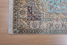 Load image into Gallery viewer, Sky Blue Kashmiri Pure Silk Rug