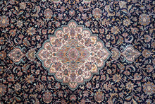 Load image into Gallery viewer, Midnight Bloom Kashan Silk Carpet