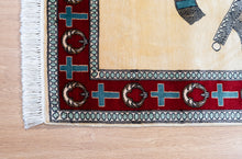 Load image into Gallery viewer, Pure Silk Kashmiri Vatican Emblem Rug