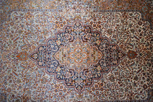 Load image into Gallery viewer, Ivory Medallion Kashmiri Silk Rug