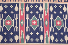 Load image into Gallery viewer, Tribal Motif Indigo Cotton Dhurrie