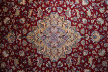 Load image into Gallery viewer, Lustrous Ruby Medallion Kashmiri Silk Rug