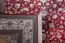 Load image into Gallery viewer, Lustrous Ruby Medallion Kashmiri Silk Rug