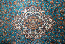 Load image into Gallery viewer, Azure Blossom Kashmiri Silk Carpet