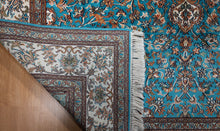 Load image into Gallery viewer, Azure Blossom Kashmiri Silk Carpet