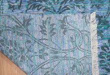 Load image into Gallery viewer, Aqua Damask Bamboo Silk Rug