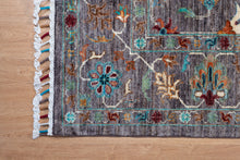 Load image into Gallery viewer, Plum Grey Zeigler Afghan Rug