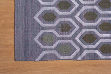 Load image into Gallery viewer, Lavender Geometric Wool Zari Dhurrie