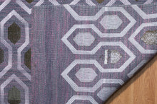 Load image into Gallery viewer, Lavender Geometric Wool Zari Dhurrie