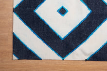 Load image into Gallery viewer, Bold Indigo Geometric Cotton Dhurrie